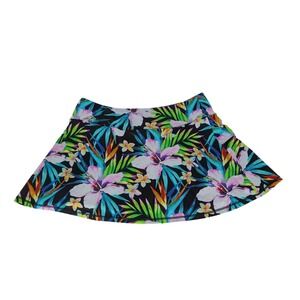 Queen of the‎ Court Athletic Skort Womens M Black Tropical Floral Tennis Skirt